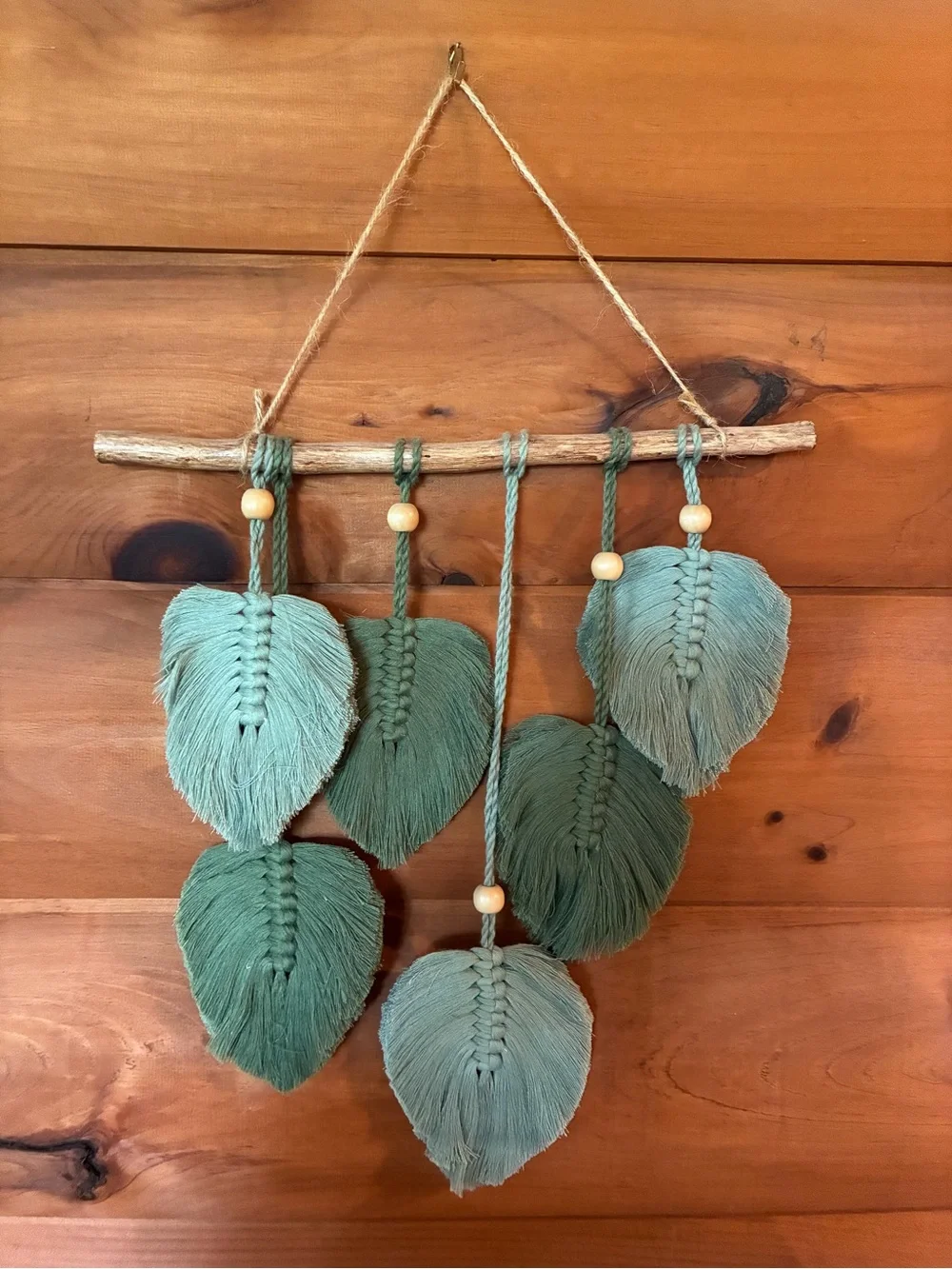 Etsy nursery decor Handmade Green Macramé Leaf Wall Hanging